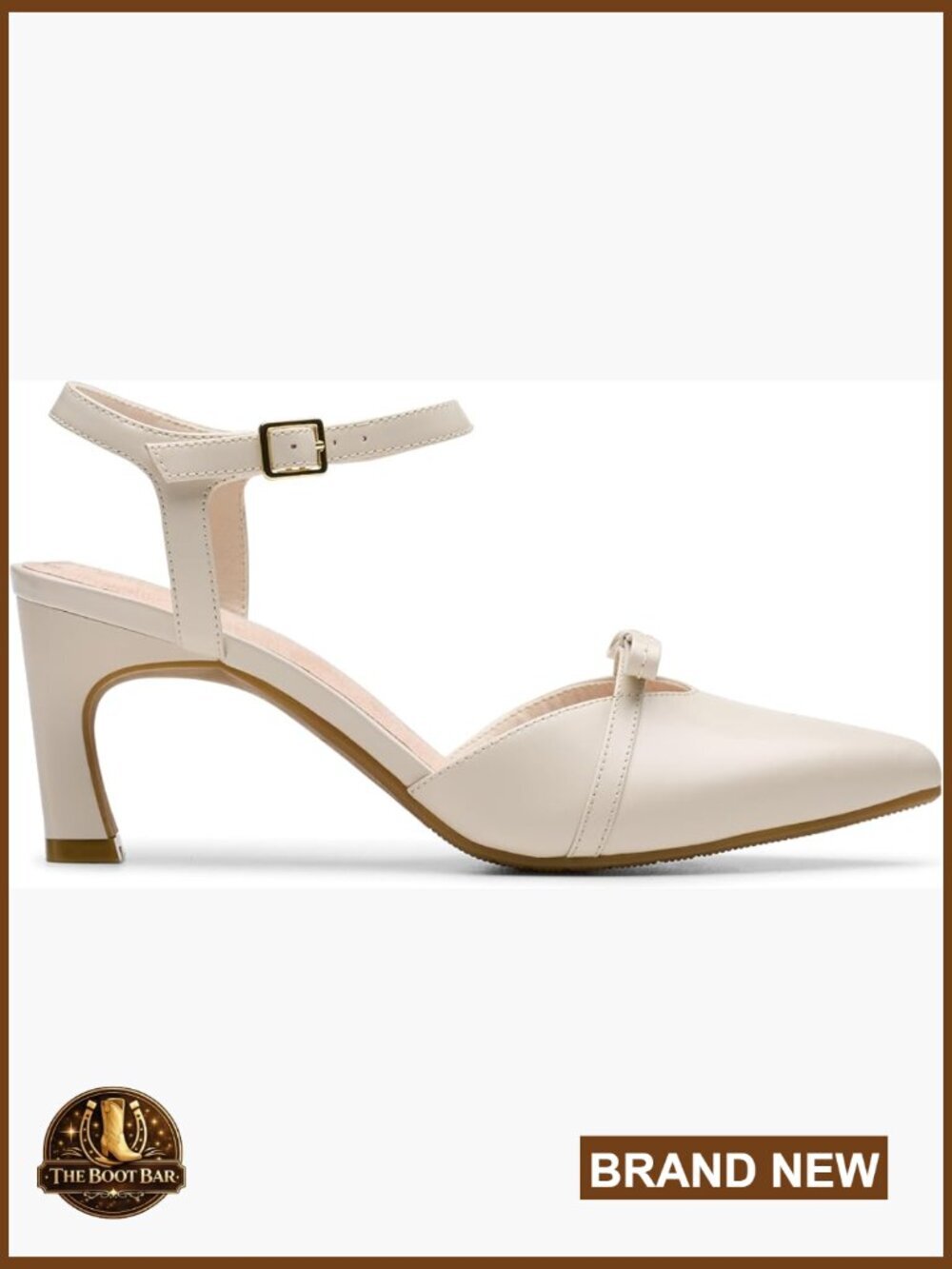 Women's Premium Leather Block Heel Pumps with Ankle Strap